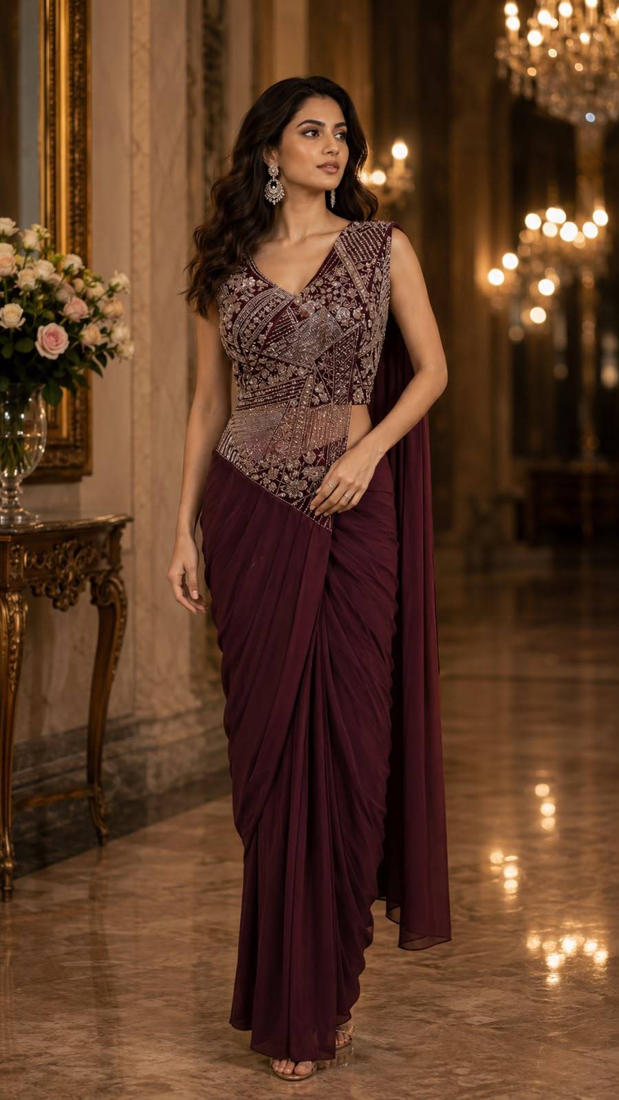 102412 BY AMOHA TRENDZ 01 To 04 Series Indian Traditional Wear Collection Fancy Colorful Party Wear LAYCRA Stitched Sarees At Wholesale Price